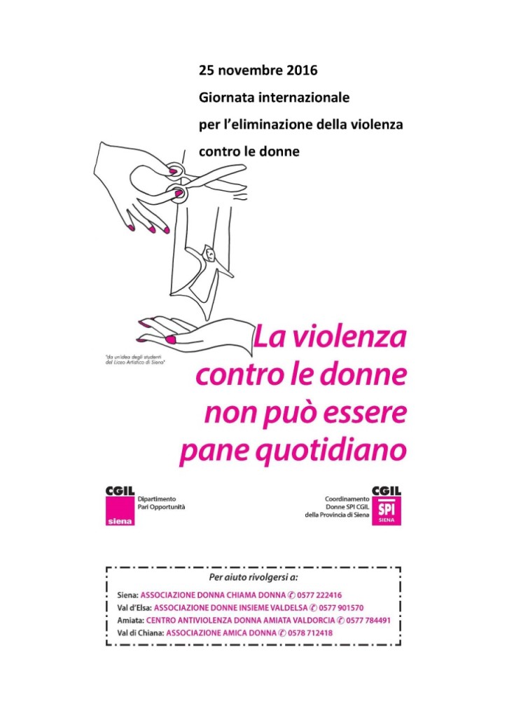 Cgil: contro la violenza sulle donne distribuisce 30.000 buste per il pane