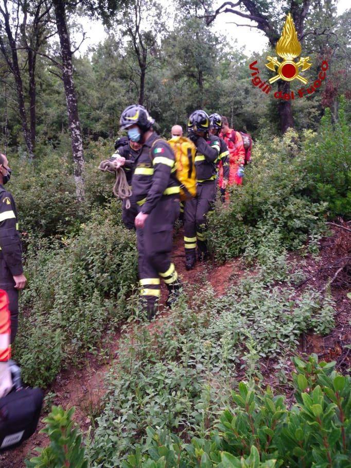 Cade in un fosso nel bosco, recuperato dai vigili del fuoco