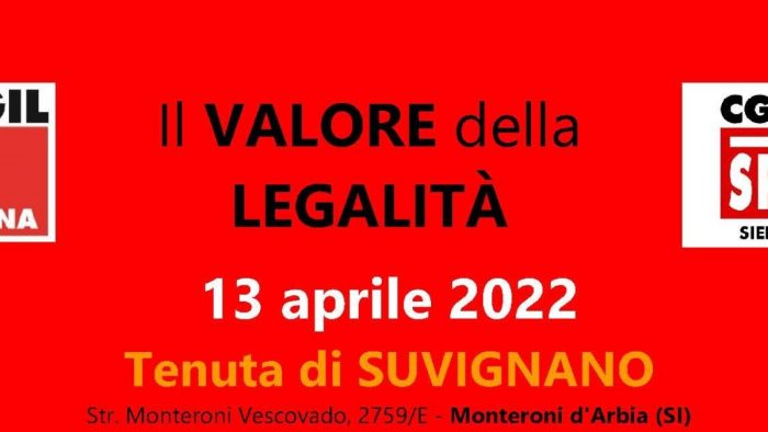 CGIL: Martedì 13 a Suvignano l'iniziativa "Il valore della legalità"