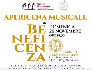 Trequanda, apericena musicale di beneficenza nella villa Boscarello – Pometti