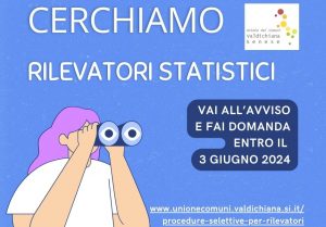 L'Unione dei Comuni Valdichiana Senese cerca rilevatori